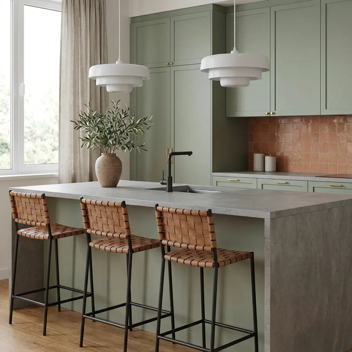 Tiered Glass Pendant Light Bauhaus Style