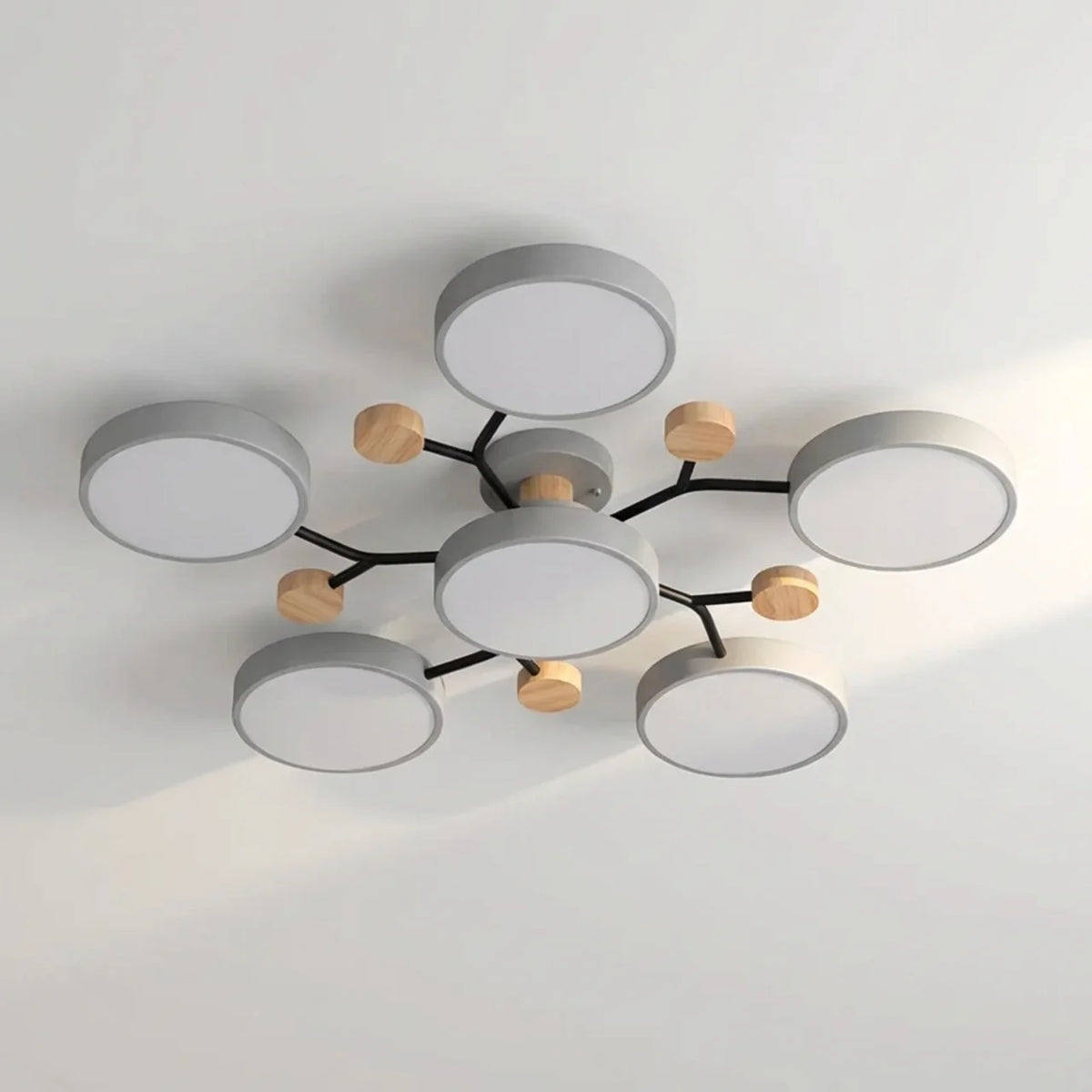 Flush Mount Ceiling Light Branch Design with Wood Accents