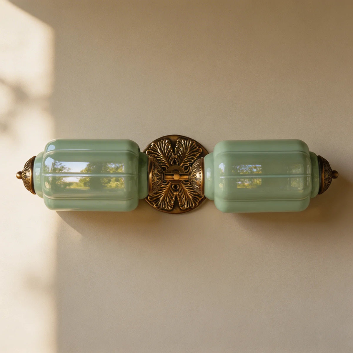 Vintage Art Deco Milk Glass Vanity Wall Light