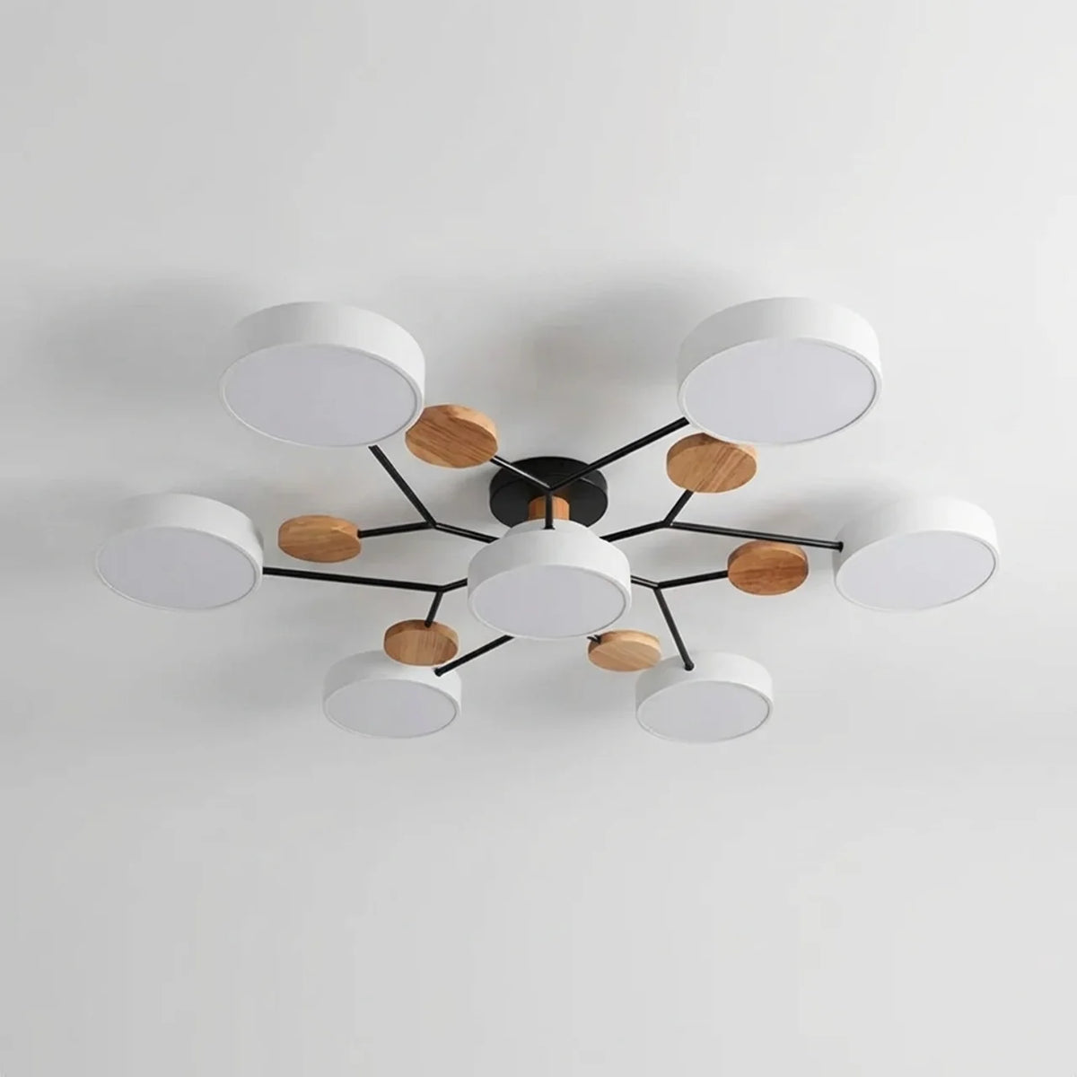 Flush Mount Ceiling Light Branch Design with Wood Accents