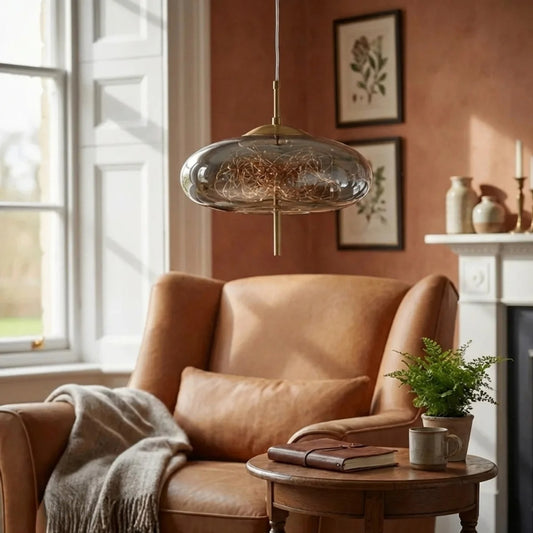 Glass Cylinder and Oval Pendant Light