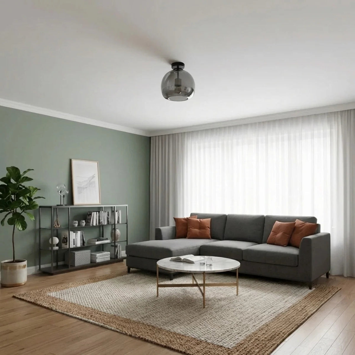 Glass Ceiling Light with Pendant and Semi-Flush Mount Options