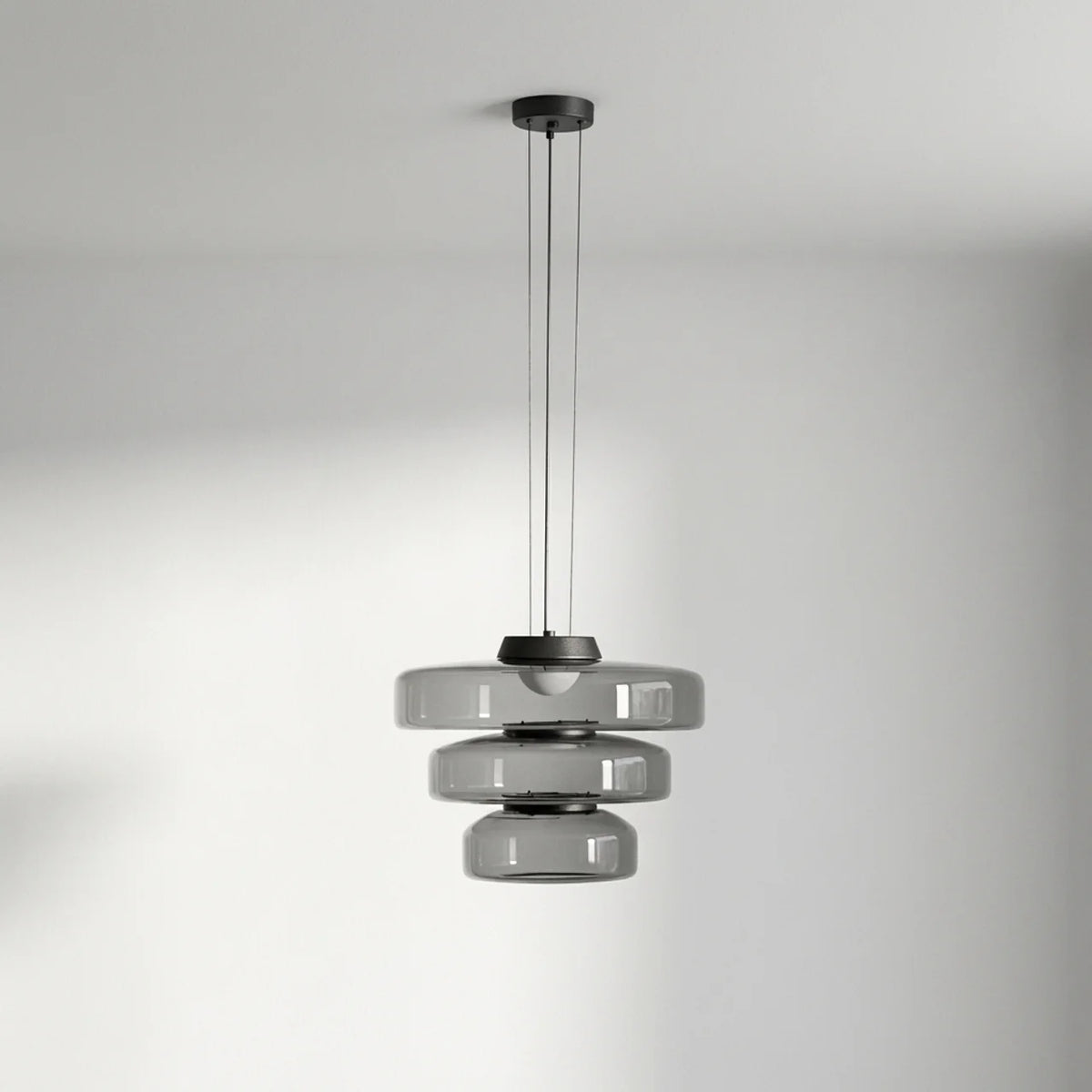 Tiered Glass Pendant Light with Integrated LED, Bauhaus Style