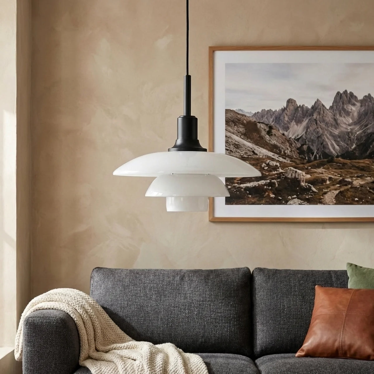 Compact Danish Layered Glass Pendant Light