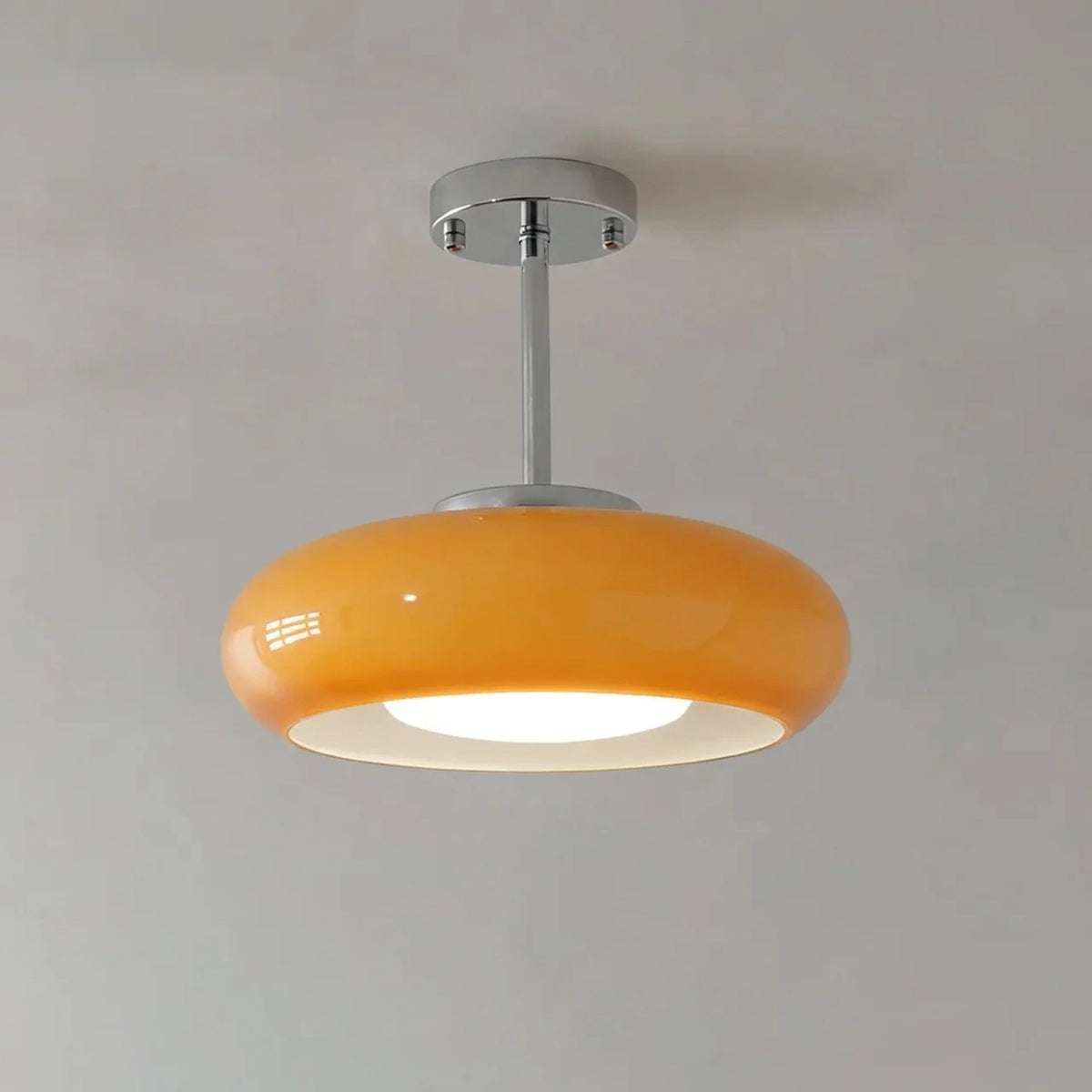 Bauhaus Glass Ceiling Light, Disc Form