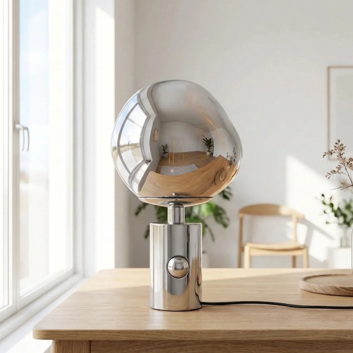 Irregular Metallic Globe Table Lamp