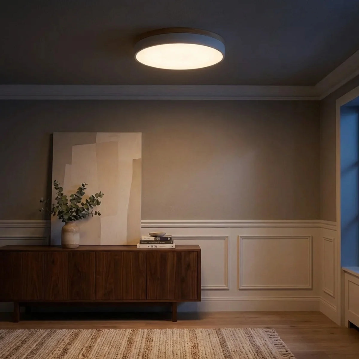 Flush Mount Ceiling Light Ultra Thin LED with Wood Trim