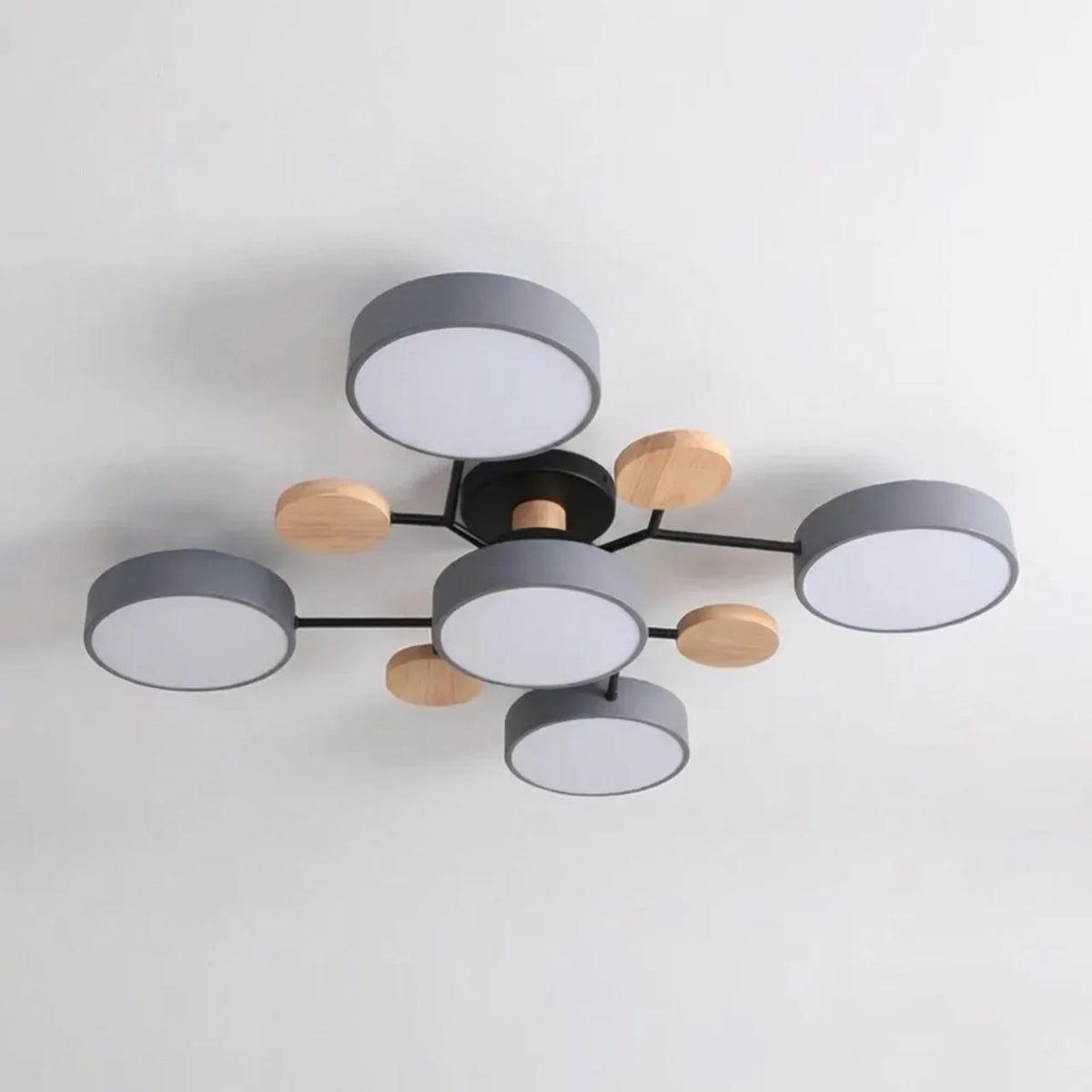 Flush Mount Ceiling Light Branch Design with Wood Accents