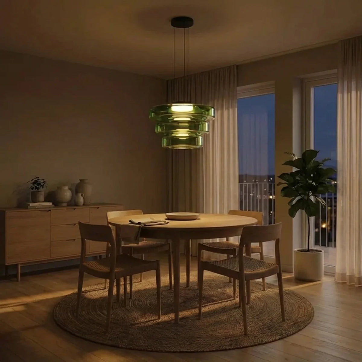 Tiered Glass Pendant Light with Integrated LED, Bauhaus Style