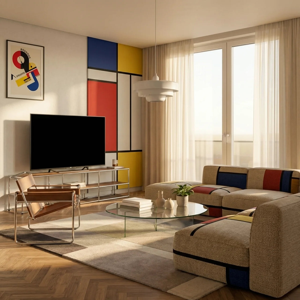 Tiered Glass Pendant Light Bauhaus Style