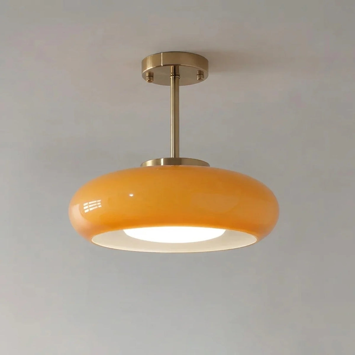 Bauhaus Glass Ceiling Light, Disc Form