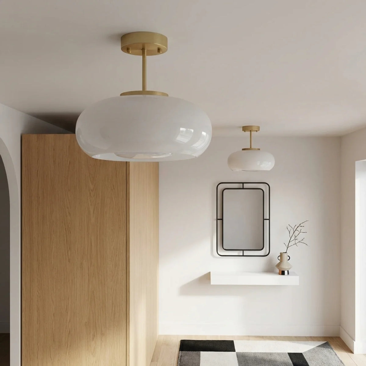 Bauhaus Glass Ceiling Light, Disc Form
