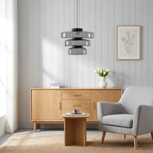 Tiered Glass Pendant Light with Integrated LED, Bauhaus Style