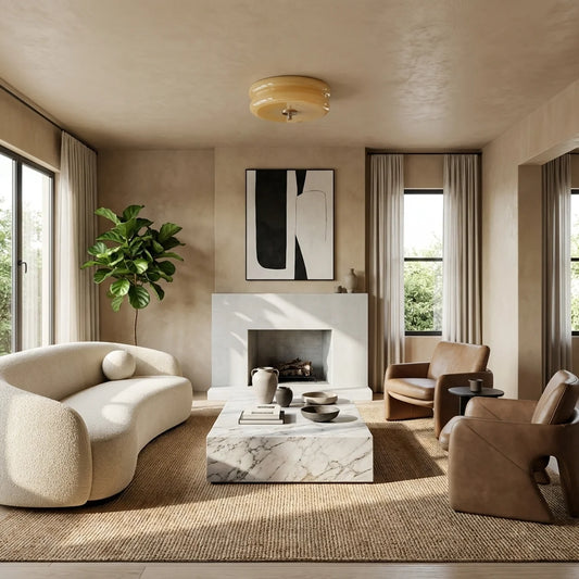 Cream Glass Flush Mount Ceiling Light