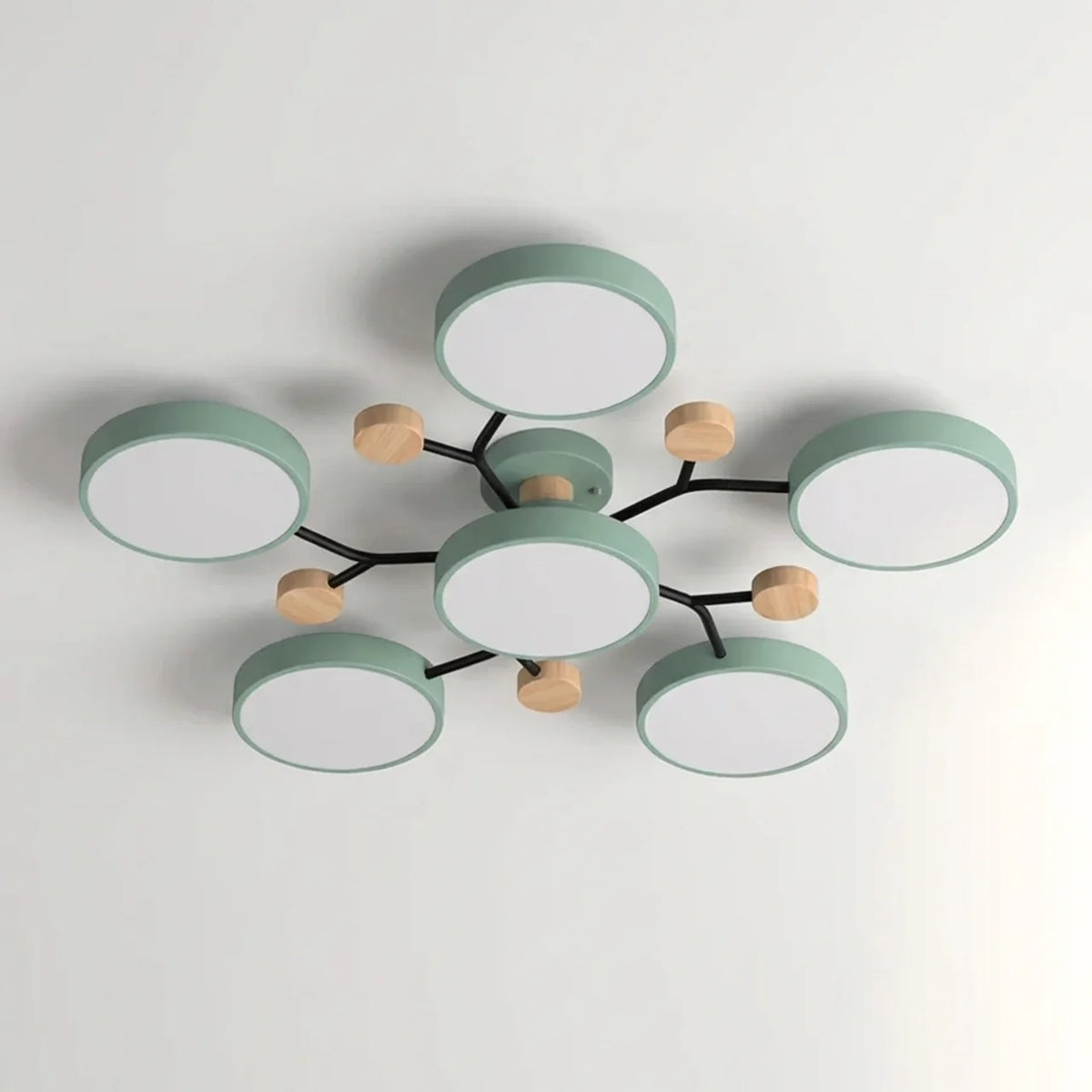 Flush Mount Ceiling Light Branch Design with Wood Accents