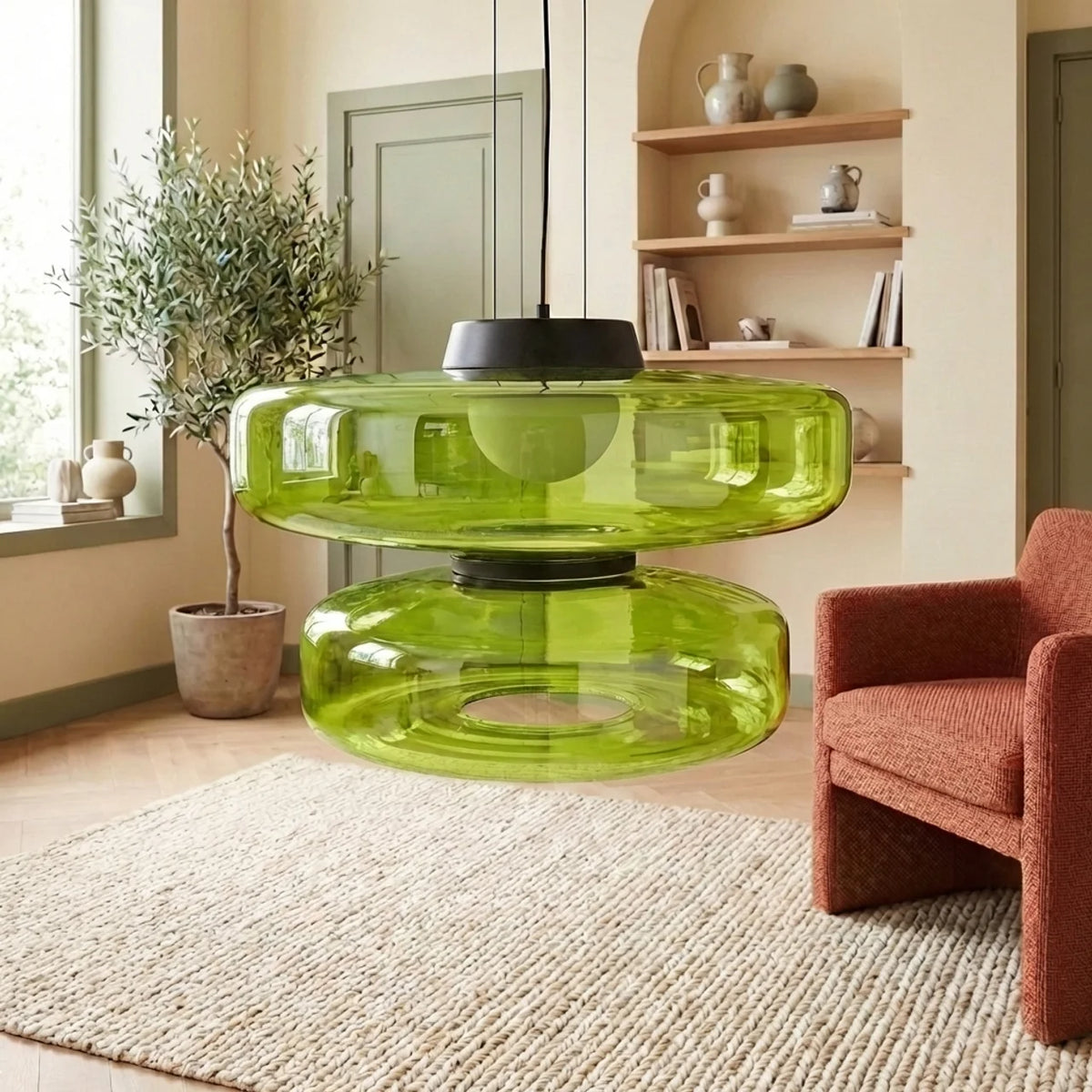 Tiered Glass Pendant Light with Integrated LED, Bauhaus Style