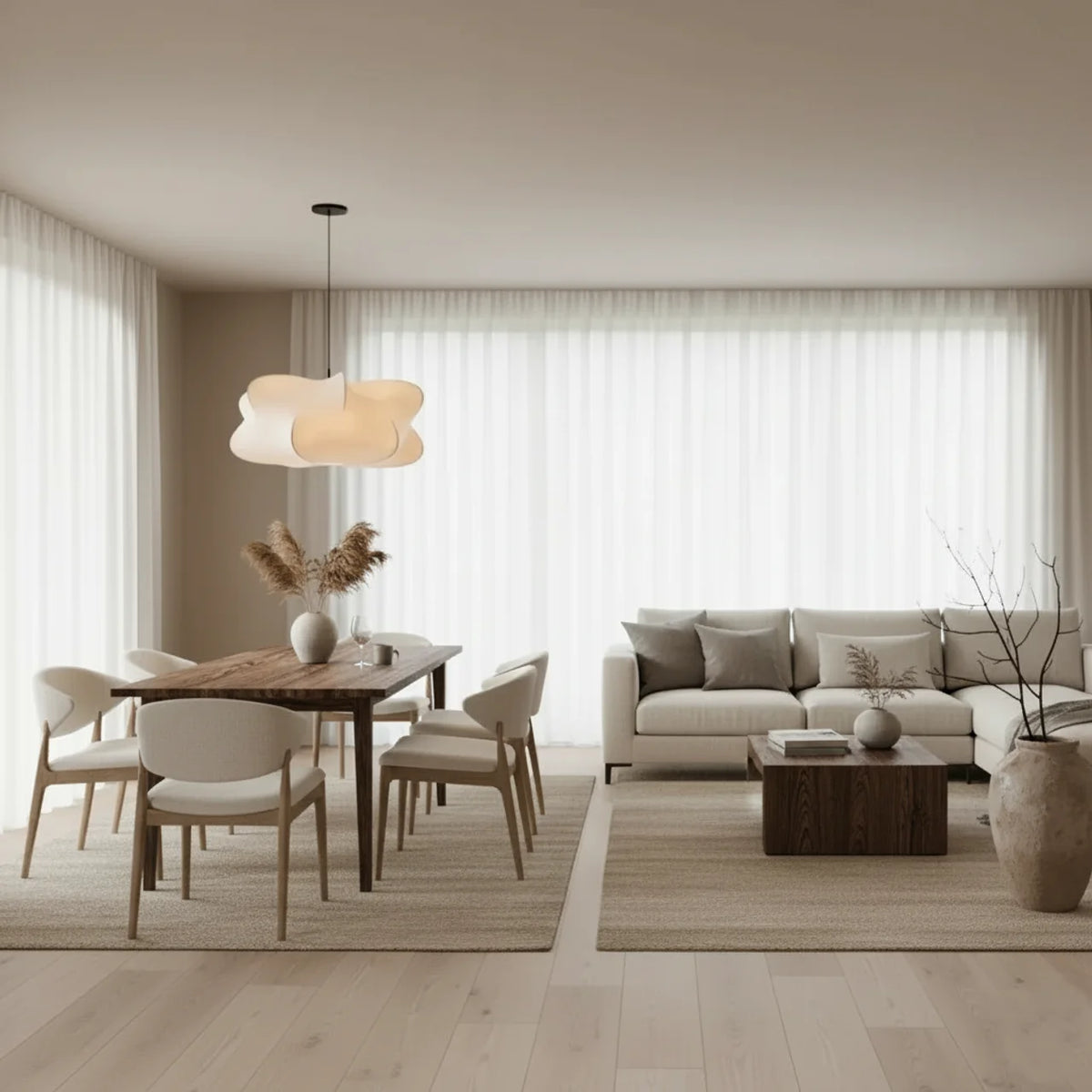 Sculptural Minimalist Silk Pendant Light