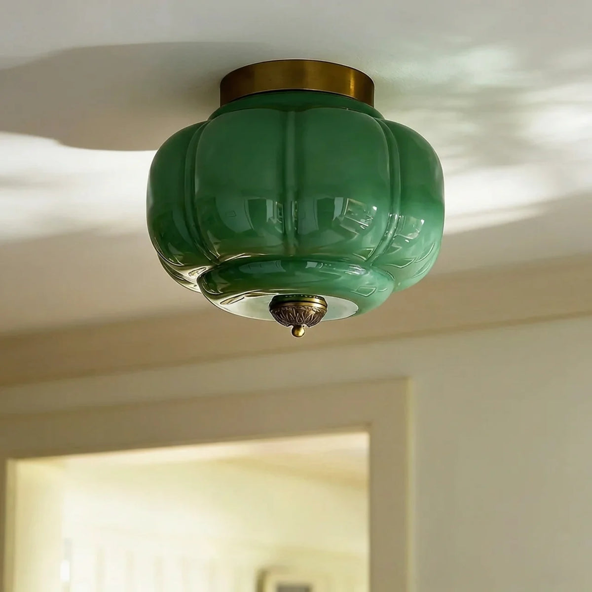 Vintage Milk Glass Semi-Flush Ceiling Light