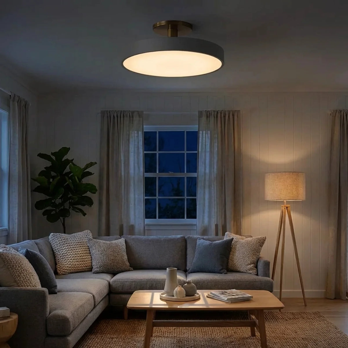 Flush Mount Ceiling Light Drum Design with Integrated LED