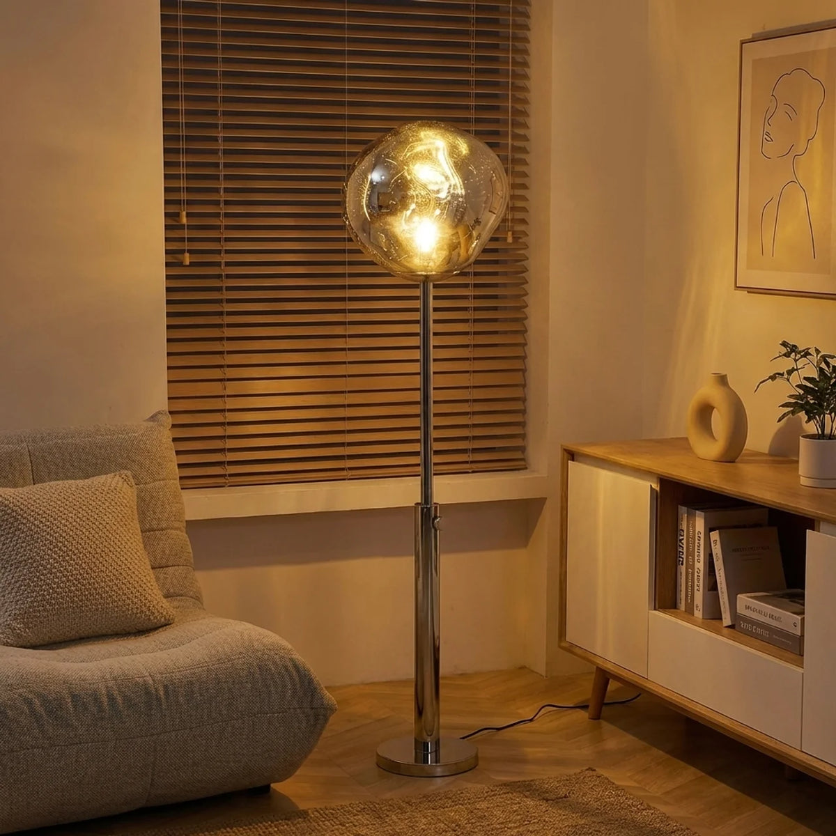 Fluidic Blown Glass Effect Floor Lamp