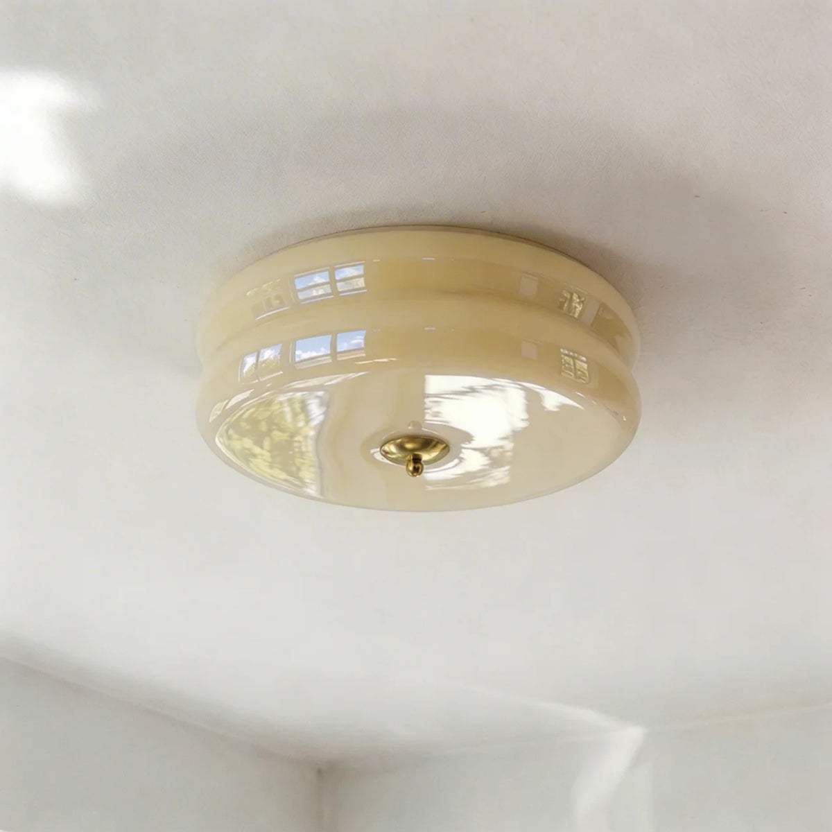 Cream Glass Flush Mount Ceiling Light