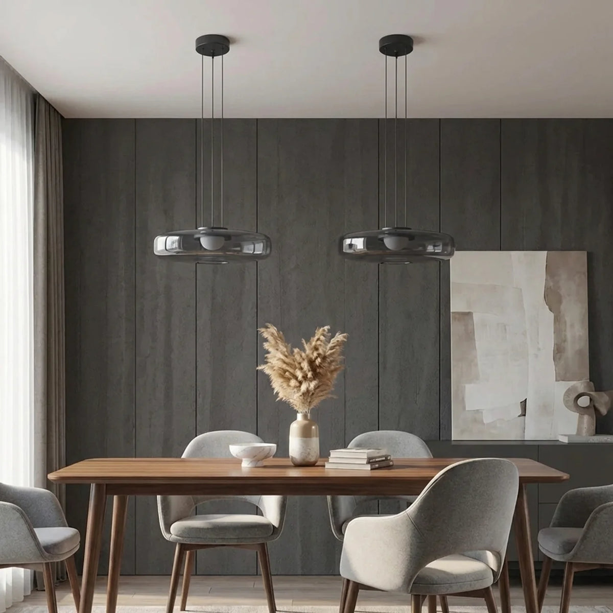 Tiered Glass Pendant Light with Integrated LED, Bauhaus Style