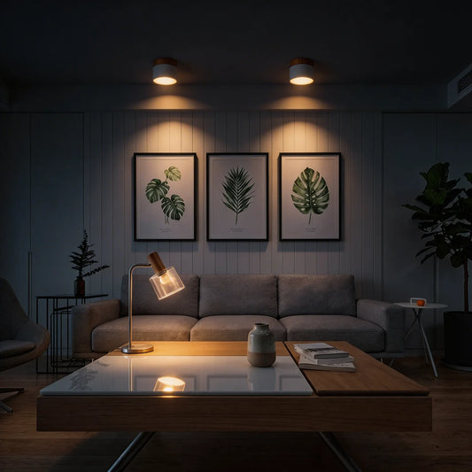 Flush Mount Ceiling Light Solid Colour Wood Accent with Integrated LED