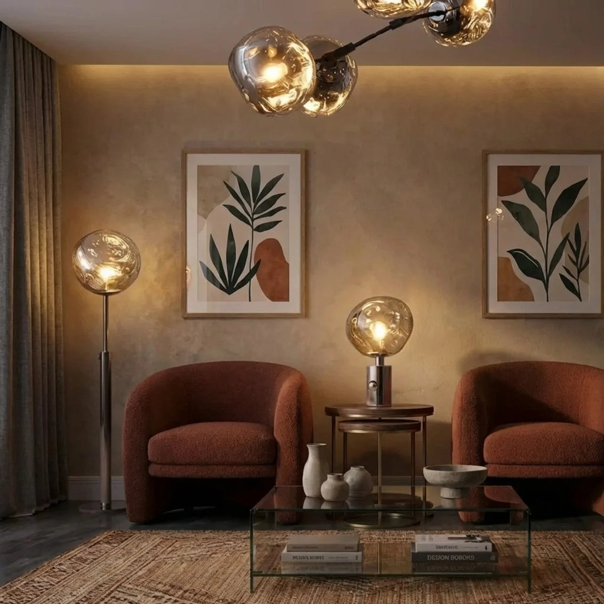 Fluidic Blown Glass Effect Floor Lamp