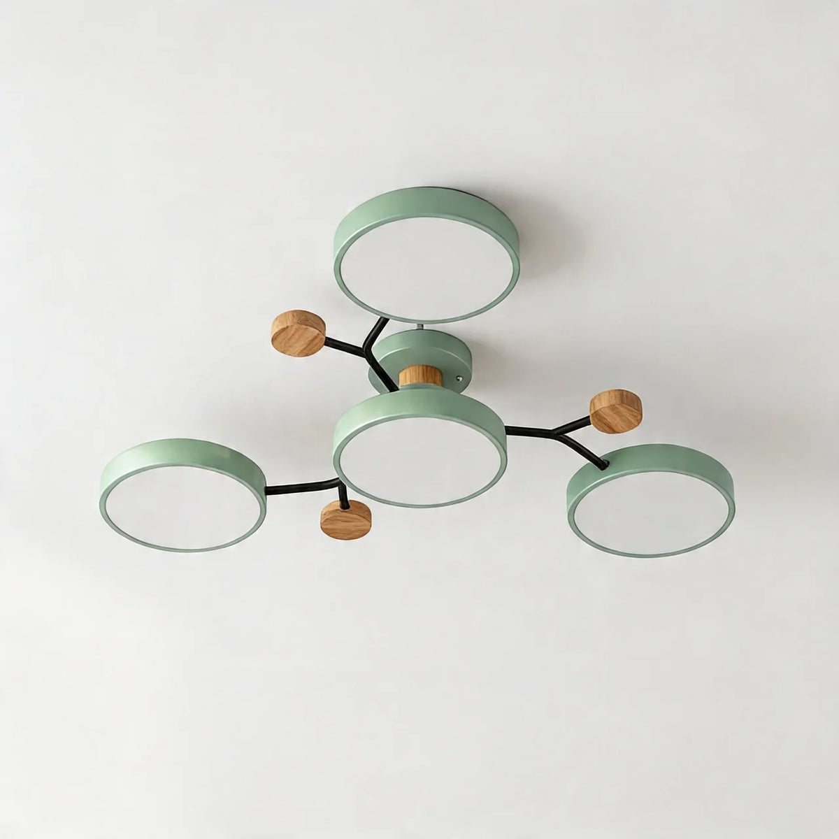 Flush Mount Ceiling Light Branch Design with Wood Accents