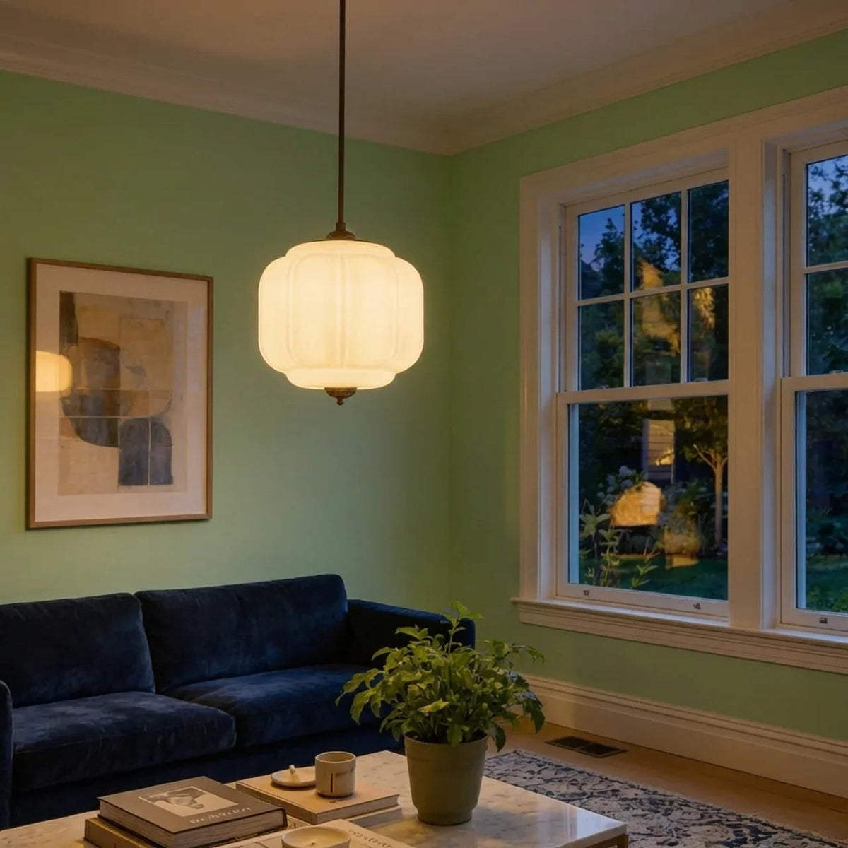 Vintage Glass Pumpkin Pendant Ceiling Light
