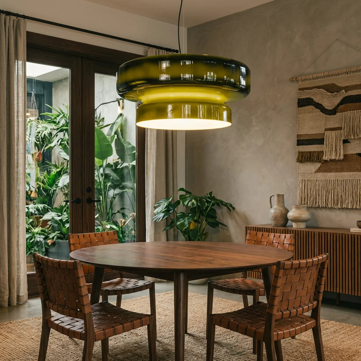 Tiered Coloured Glass Pendant Light, Bauhaus Style