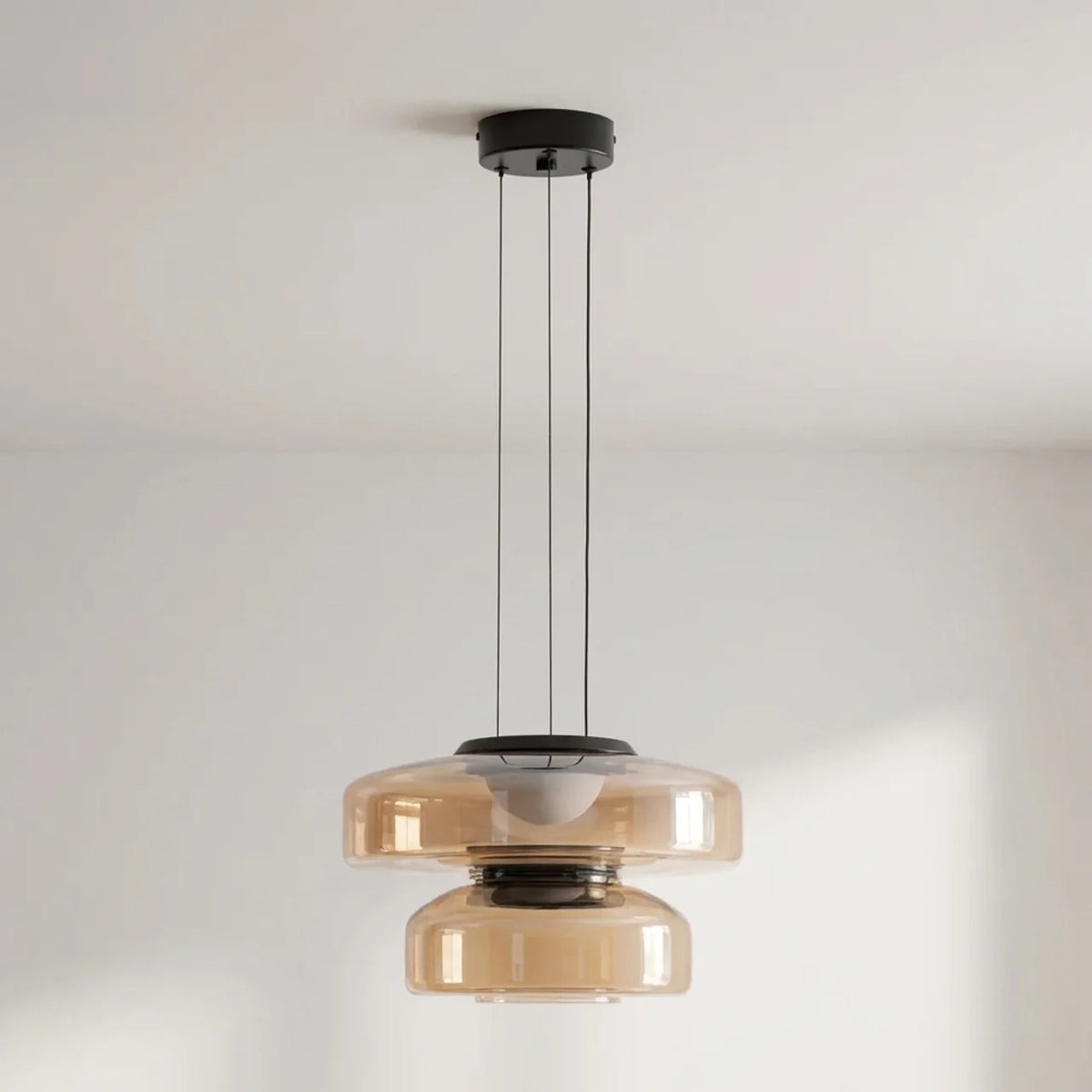 Tiered Glass Pendant Light with Integrated LED, Bauhaus Style