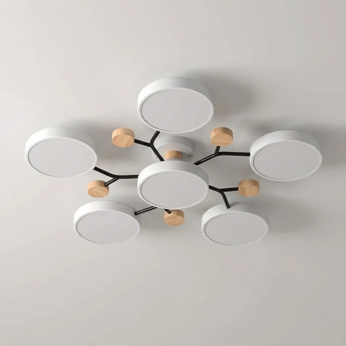 Flush Mount Ceiling Light Branch Design with Wood Accents