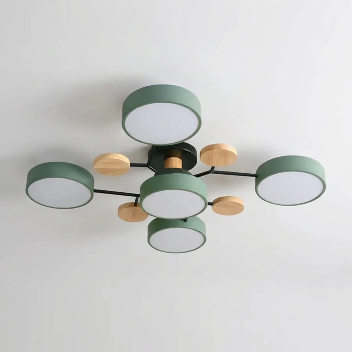 Flush Mount Ceiling Light Branch Design with Wood Accents