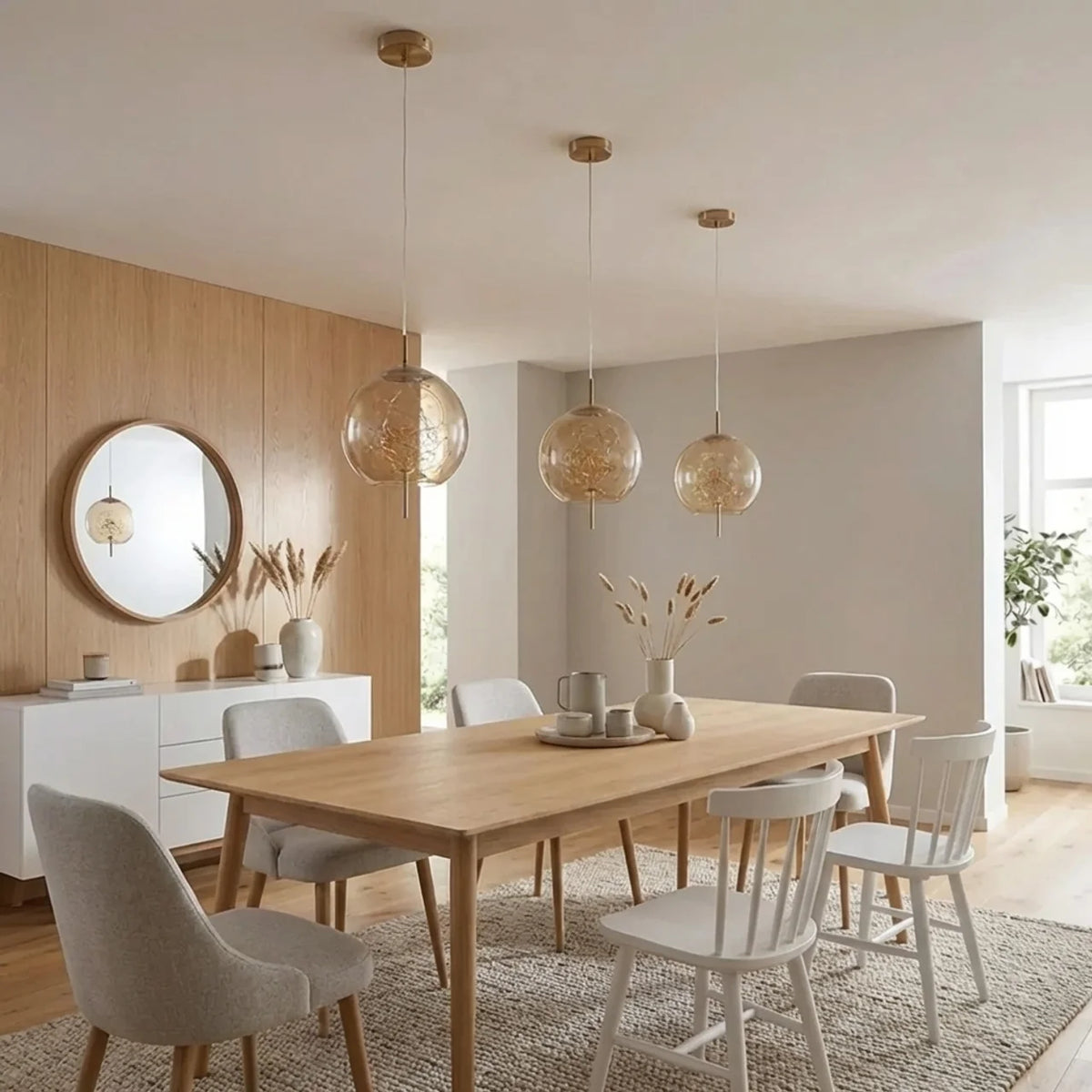 Glass Cylinder and Oval Pendant Light
