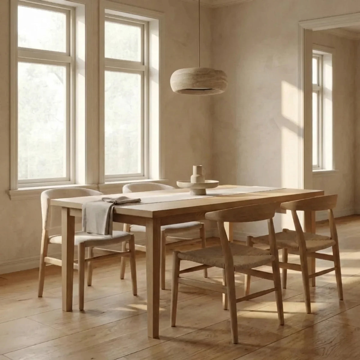 Travertine Pendant Light with Integrated LED