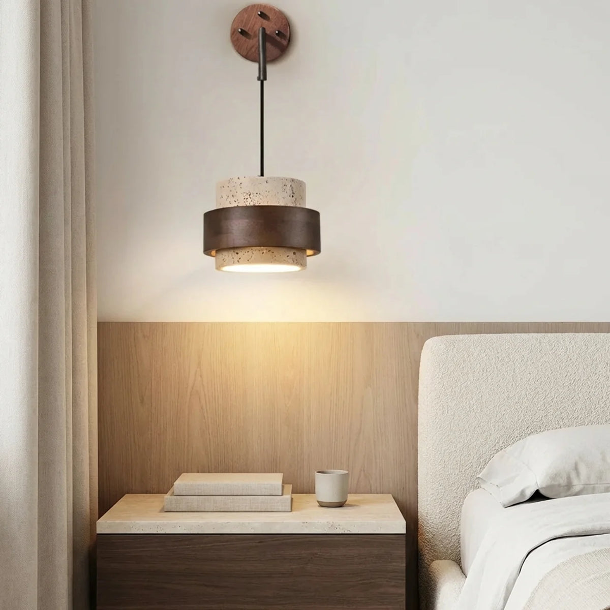 Travertine Wall Light with Cylindrical Design
