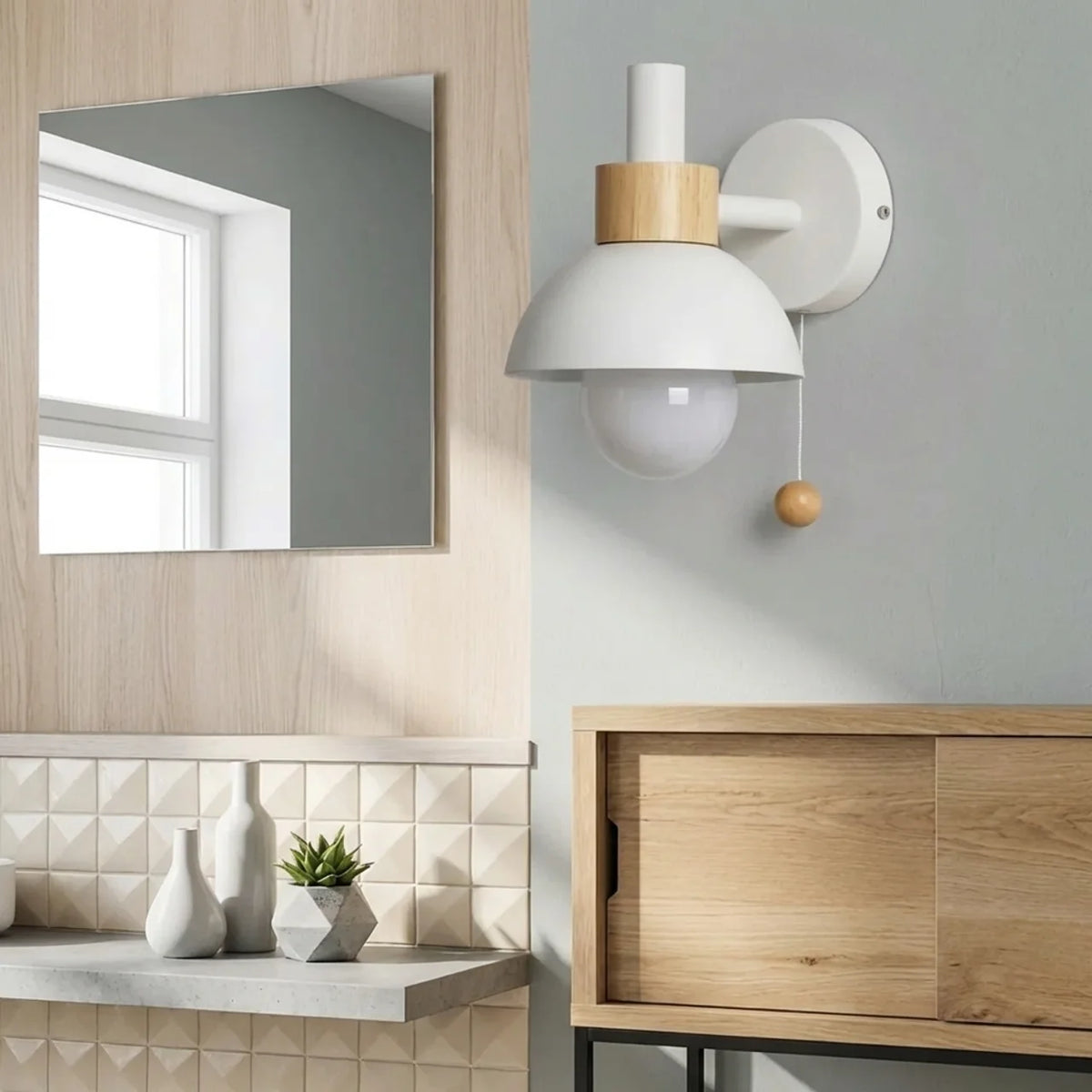 Globe Wall Sconce Light Metal and Wood