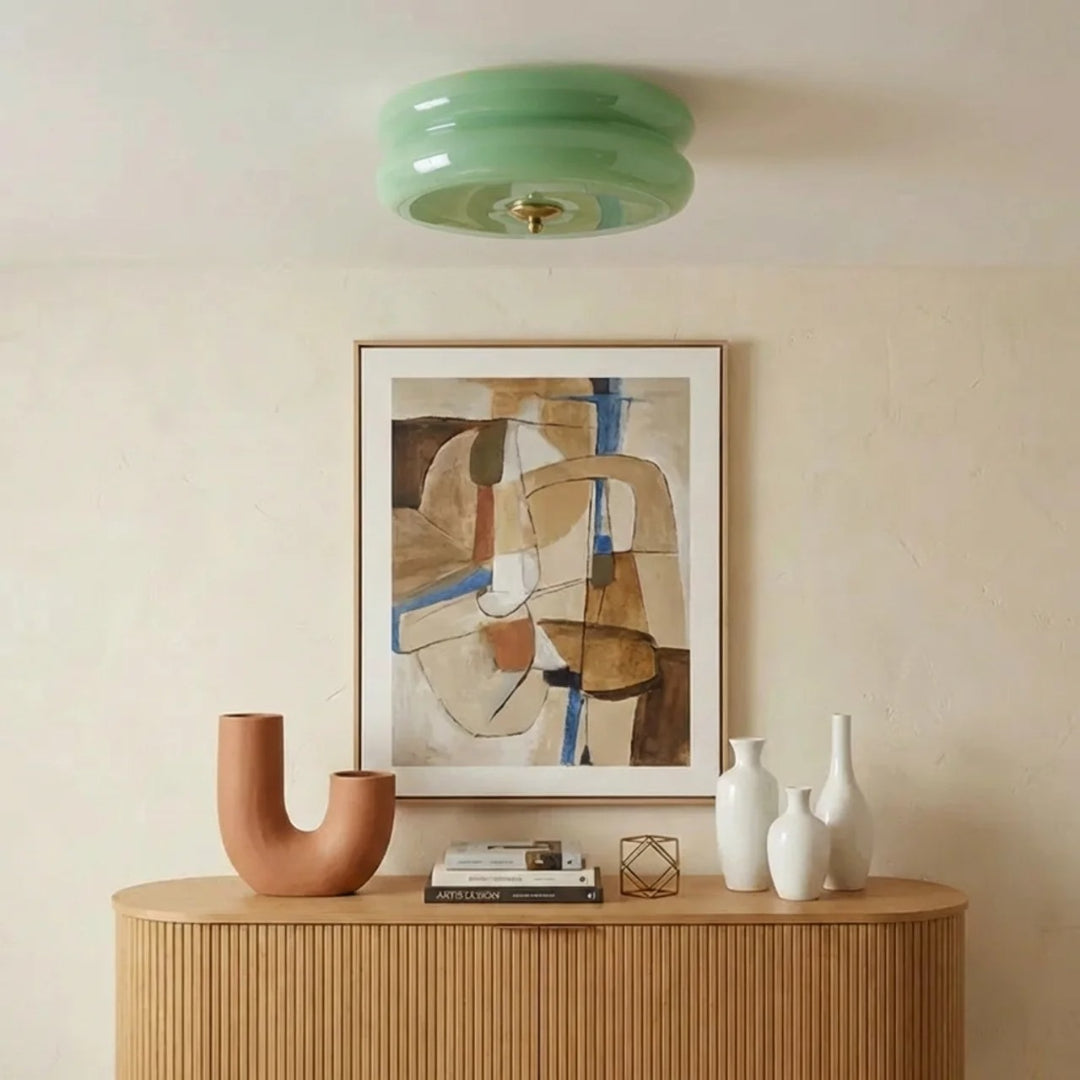 Cream Glass Flush Mount Ceiling Light