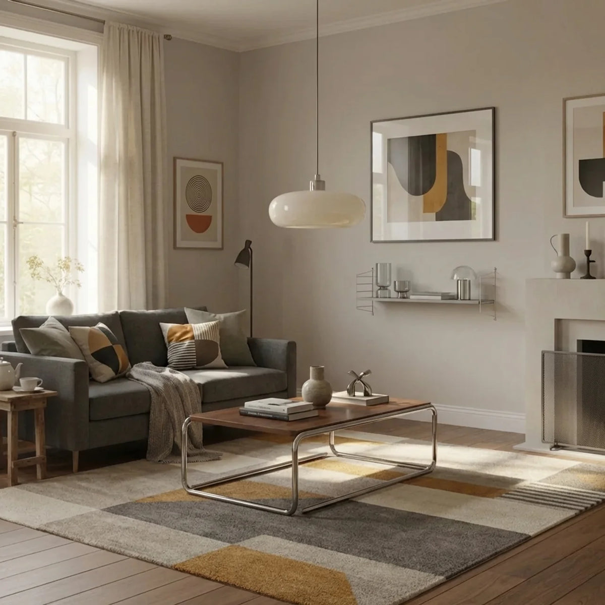 Compact Bauhaus Glass Pendant Light