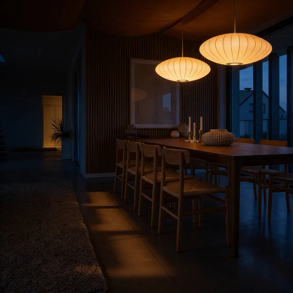 Clean-Lined Minimalist Silk Ceiling Light