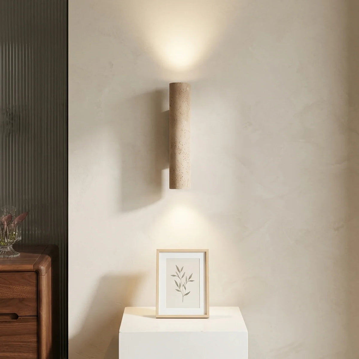 Travertine Vertical Wall Light with Up-Down LED