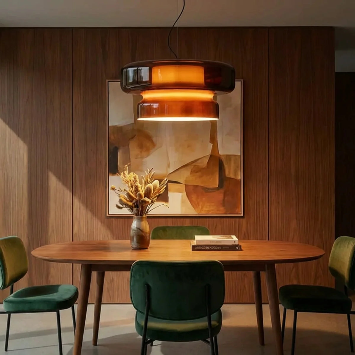 Tiered Coloured Glass Pendant Light, Bauhaus Style