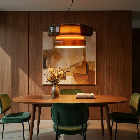 Tiered Coloured Glass Pendant Light, Bauhaus Style