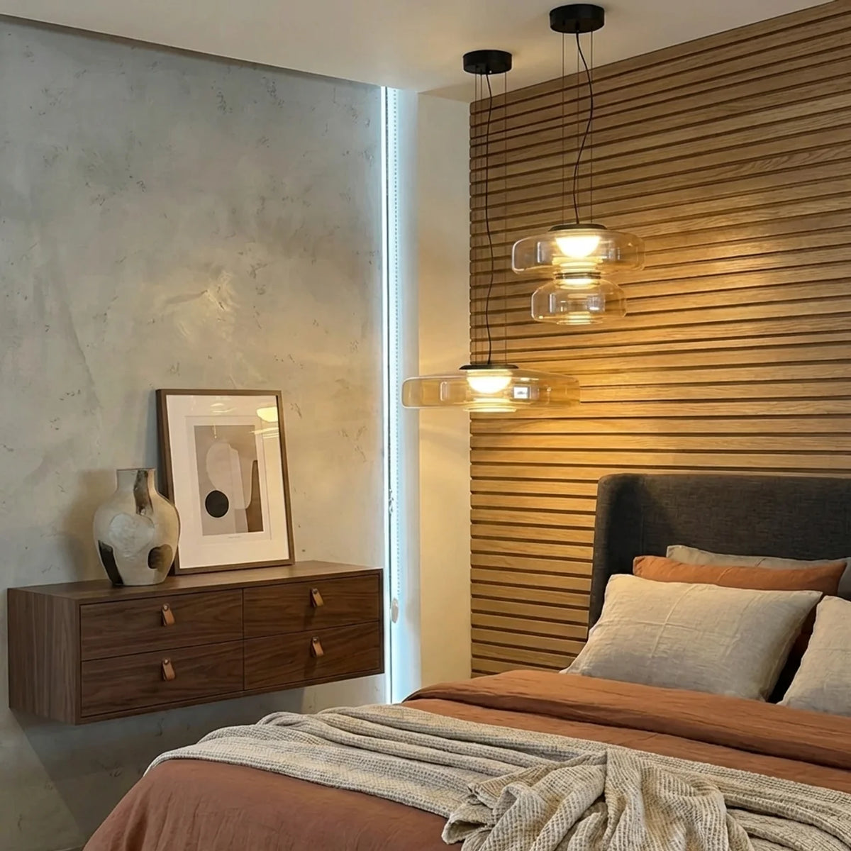 Tiered Glass Pendant Light with Integrated LED, Bauhaus Style