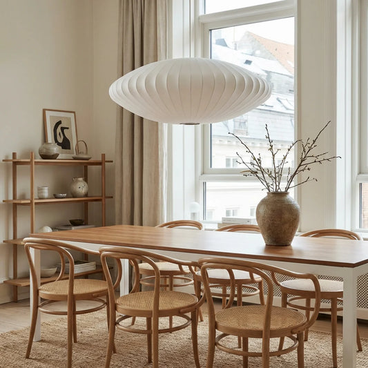 Clean-Lined Minimalist Silk Ceiling Light