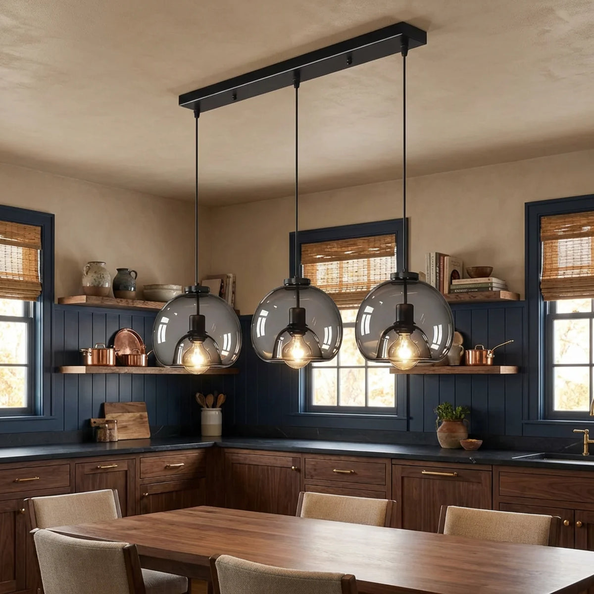 Glass Multi Pendant Light with Round or Linear Canopy