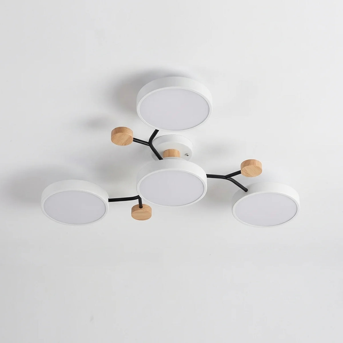 Flush Mount Ceiling Light Branch Design with Wood Accents