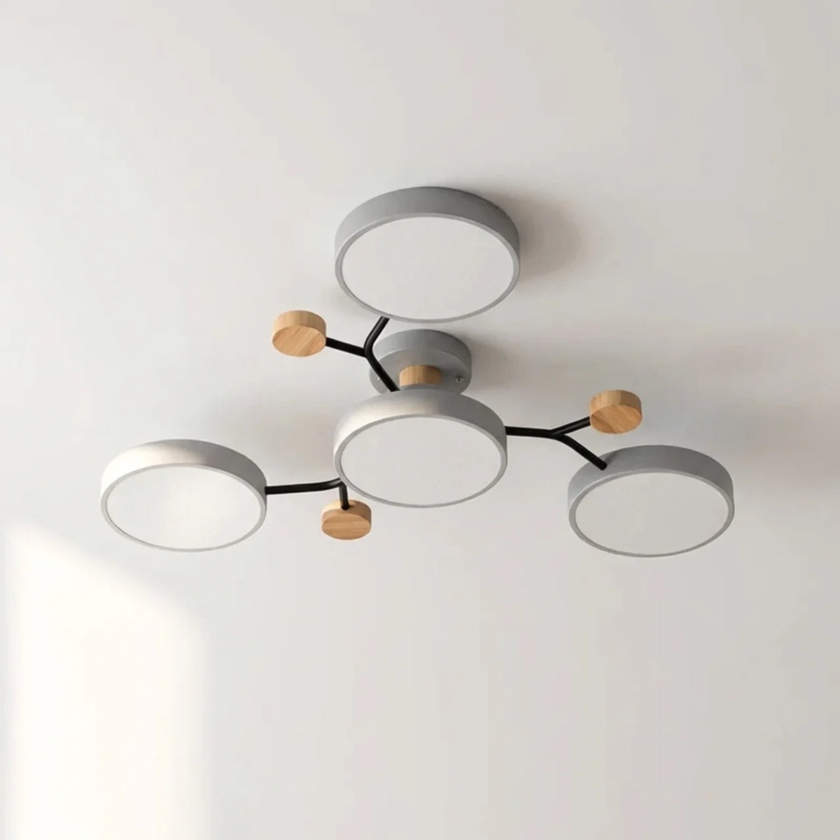 Flush Mount Ceiling Light Branch Design with Wood Accents