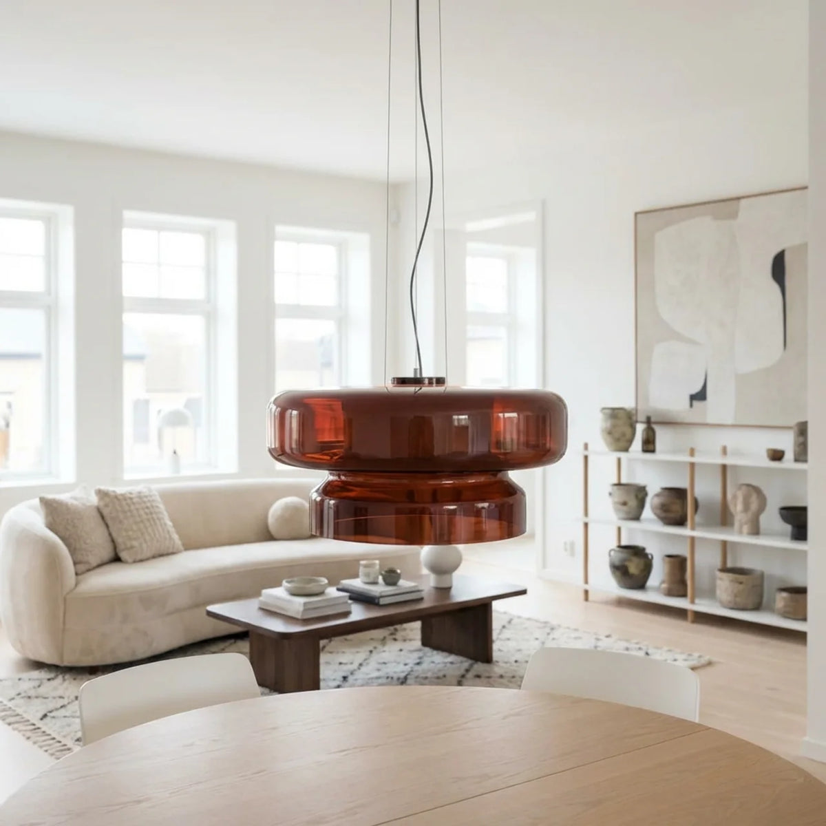 Tiered Coloured Glass Pendant Light, Bauhaus Style